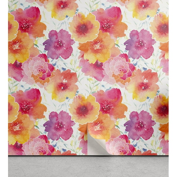 Ambesonne Floral Peel & Stick Wallpaper for Home, Abstract Flowers Branches, 13"x36", Pastel Brown Dried Rose