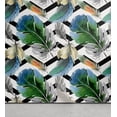 thumbnail image 1 of Ambesonne Floral Peel & Stick Wallpaper for Home, Feathers with Chevron Back, 13"x36", Fern Green Blue Salmon, 1 of 5