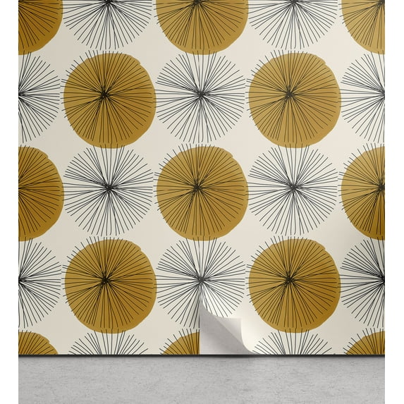 Ambesonne Floral Peel & Stick Wallpaper for Home, Minimalist Flower Sketch Art, 13"x36", Charcoal Grey Eggshell