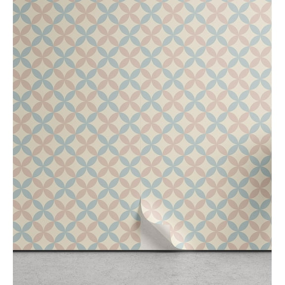 Ambesonne Floral Peel & Stick Wallpaper for Home, Pastel Color Motifs, 13"x72", Cream Salmon Pale Blue