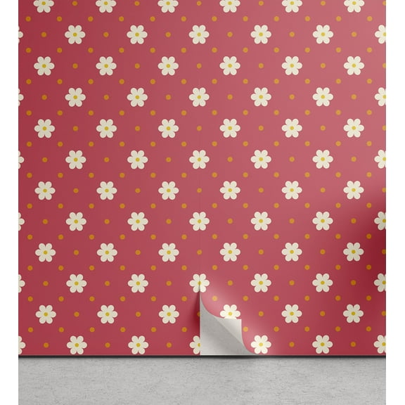 Ambesonne Floral Peel & Stick Wallpaper for Home, Pattern Daisy, 13"x36", Pink White Marigold