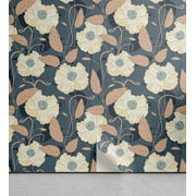 Ambesonne Floral Peel & Stick Wallpaper for Home, Retro Spring Theme Flowers, 13"x36", Tan Beige and Dimgray