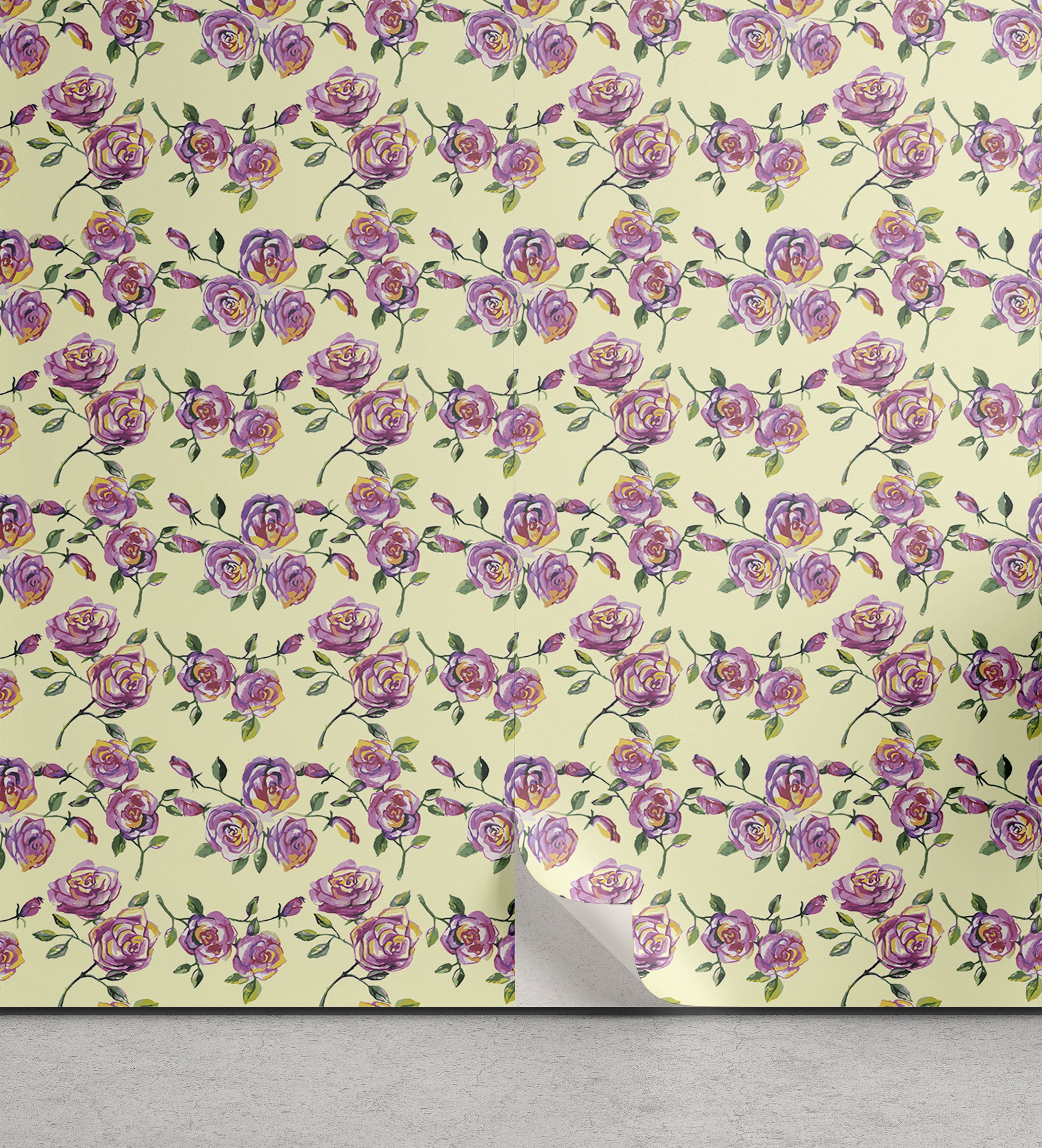Ambesonne Floral Peel & Stick Wallpaper for Home, Romantic Roses