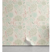 Ambesonne Floral Peel & Stick Wallpaper for Home, Soft Toned Nature Theme, 13"x36", Pale Green Mint Green