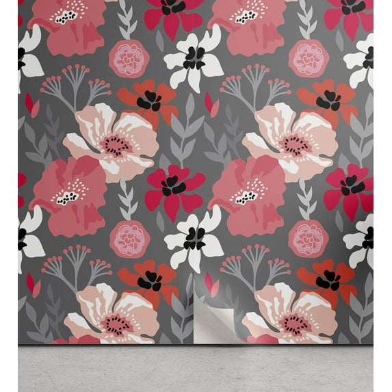 Ambesonne Floral Peel & Stick Wallpaper for Home, Various Retro Flower Images, 13"x72", Multicolor