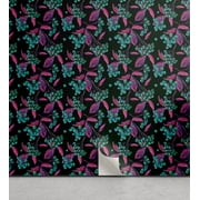 Ambesonne Floral Peel & Stick Wallpaper for Home, Wild Fruits of Nature Theme, 13"x36", Fuchsia Magenta Teal
