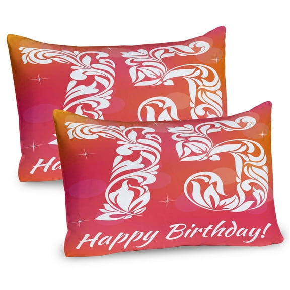 Ambesonne Floral Pillow Sham 2 Pack, 75 Swirls, 36"x20", Pink Orange and White