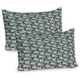 thumbnail image 1 of Ambesonne Floral Pillow Sham 2 Pack, Abstract Flowers and Leaves, 36"x20", Grey Pale Sage Green, 1 of 3