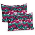 thumbnail image 1 of Ambesonne Floral Pillow Sham 2 Pack, Abstract Tulips Flowers, 30"x20", Jade Green and Red, 1 of 3
