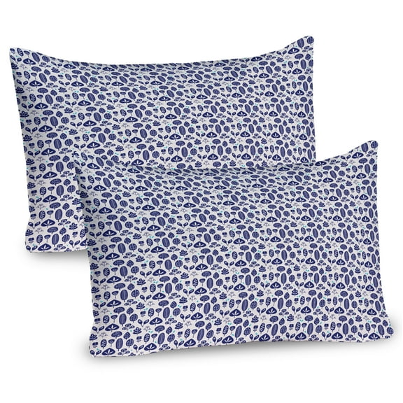 Ambesonne Floral Pillow Sham 2 Pack, Autumnal Trees Flowers Art, 30"x20", Dark Lavender Ivory