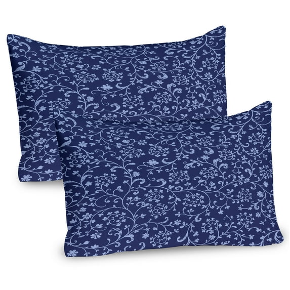 Ambesonne Floral Pillow Sham 2 Pack, Baroque Classic Damask, 26"x20", Indigo Violet Blue