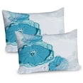 thumbnail image 1 of Ambesonne Floral Pillow Sham 2 Pack, Blue Spring Blossoms, 30"x20", Blue Seafoam and Coconut, 1 of 3