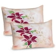 thumbnail image 1 of Ambesonne Floral Pillow Sham 2 Pack, Botanical Pastel Tone Lilies, 26"x20", Peach Maroon and Green, 1 of 3