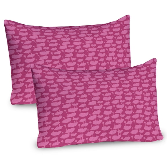 Ambesonne Floral Pillow Sham 2 Pack, Budding Flower Silhouettes, 36"x20", Pink Dark Magenta