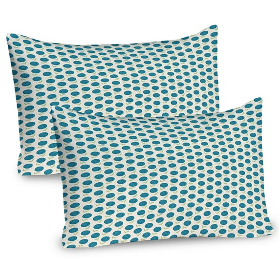 Ambesonne Floral Pillow Sham 2 Pack, Doodled Abstract Flowers, 30"x20", Blue and Pale Green