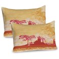 thumbnail image 1 of Ambesonne Floral Pillow Sham 2 Pack, Far Eastern Scenery View, 30"x20", Persian Orange and Pink, 1 of 3