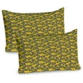 thumbnail image 1 of Ambesonne Floral Pillow Sham 2 Pack, Flowers on a Yellow Backdrop, 36"x20", Earth Yellow Pink and Green, 1 of 3