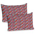 thumbnail image 1 of Ambesonne Floral Pillow Sham 2 Pack, Flowers with Striped Leaves, 36"x20", Vermilion Maroon, 1 of 3