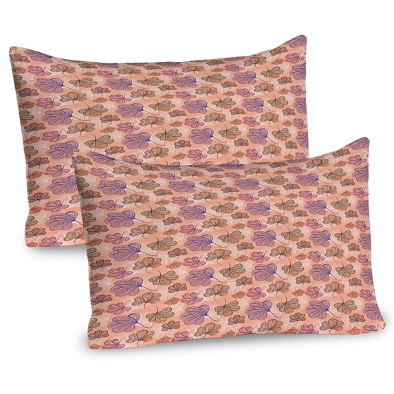 Ambesonne Floral Pillow Sham 2 Pack, Forest Leaves Growth Autumn, 36"x20", Salmon Purple and Chocolate