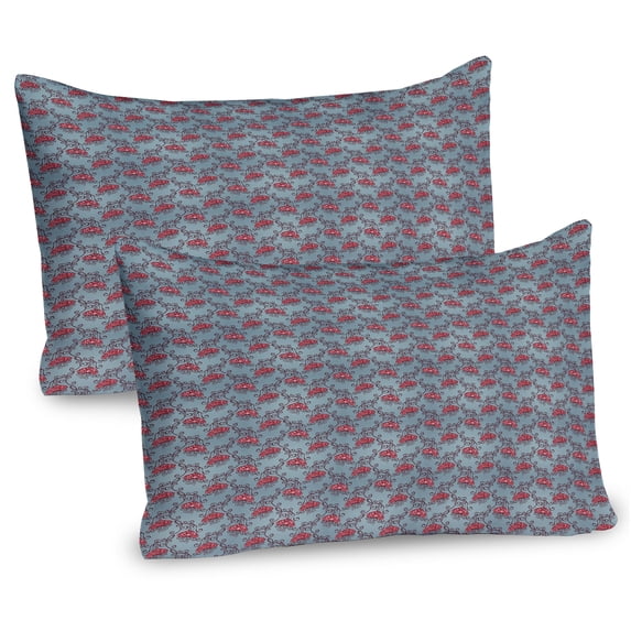 Ambesonne Floral Pillow Sham 2 Pack, Grunge Romantic Ornaments, 26"x20", Slate Blue Pink
