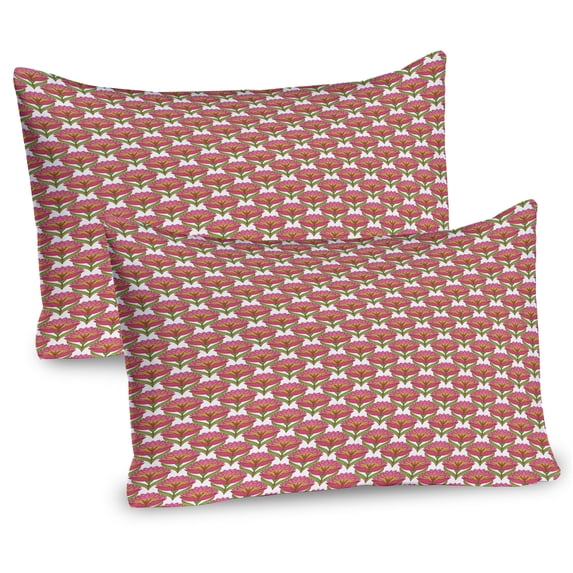 Ambesonne Floral Pillow Sham 2 Pack, Hand Drawn Flowers Blossom, 26"x20", Pink Caramel