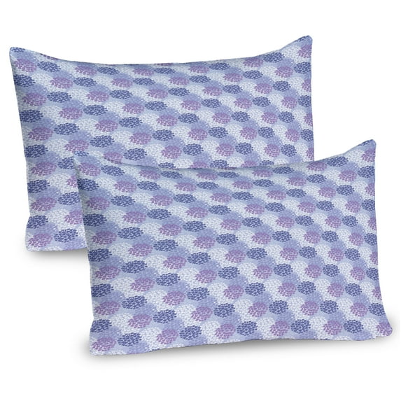 Ambesonne Floral Pillow Sham 2 Pack, Hydrangea Flowers, 36"x20", Ceil Blue Mauve Lavender