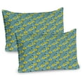thumbnail image 1 of Ambesonne Floral Pillow Sham 2 Pack, Ornamental Hibiscus Flowers, 26"x20", Pale Blue Yellow and Green, 1 of 3