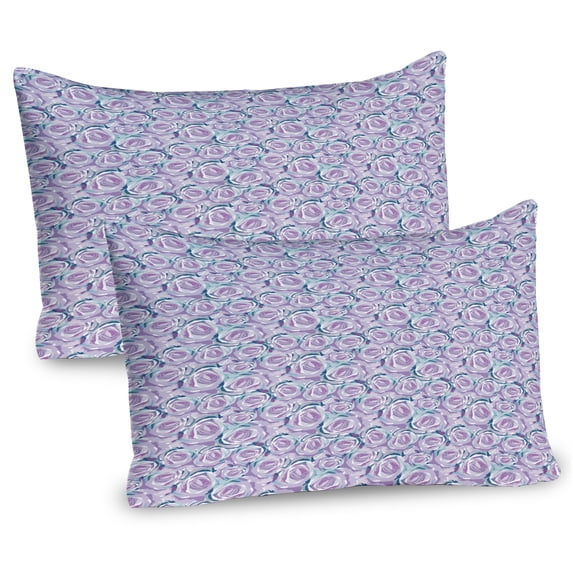 Ambesonne Floral Pillow Sham 2 Pack, Overview of Roses Scenery, 36"x20", Mauve Seafoam