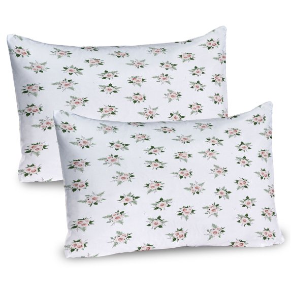 Ambesonne Floral Pillow Sham 2 Pack, Rose Flower Bouquet Motif, 30"x20", Reseda Green and Blush