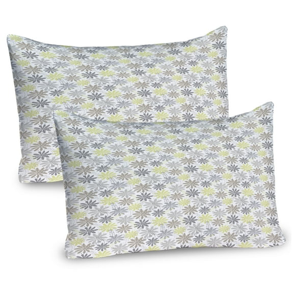 Ambesonne Floral Pillow Sham 2 Pack, Shepherd's Purse Pattern, 36"x20", Dust Dimgray