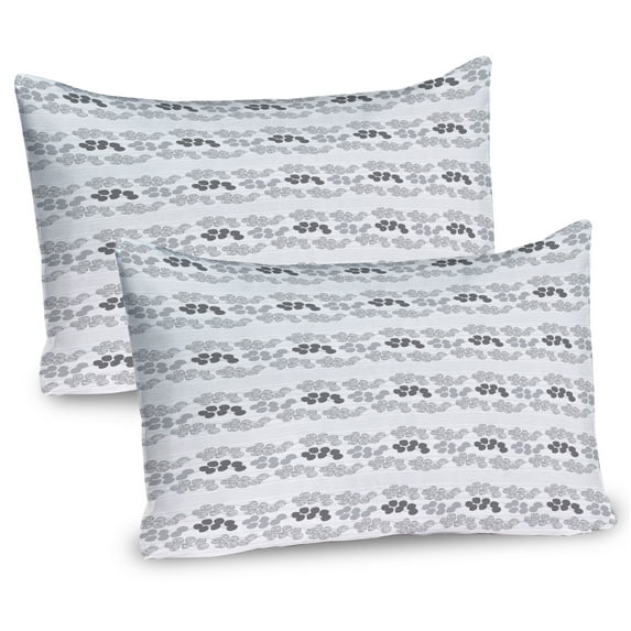 Ambesonne Floral Pillow Sham 2 Pack, Simple Greyscale Botanical, 36"x20", Pale Grey and Coconut