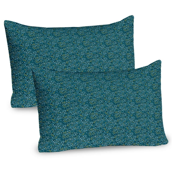 Ambesonne Floral Pillow Sham 2 Pack, Spring Flowers Art, 30"x20", Sea Blue Teal