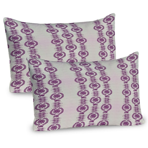 Ambesonne Floral Pillow Sham 2 Pack, Vertical Aligned Flower Art, 26"x20", Pale Taupe Purple