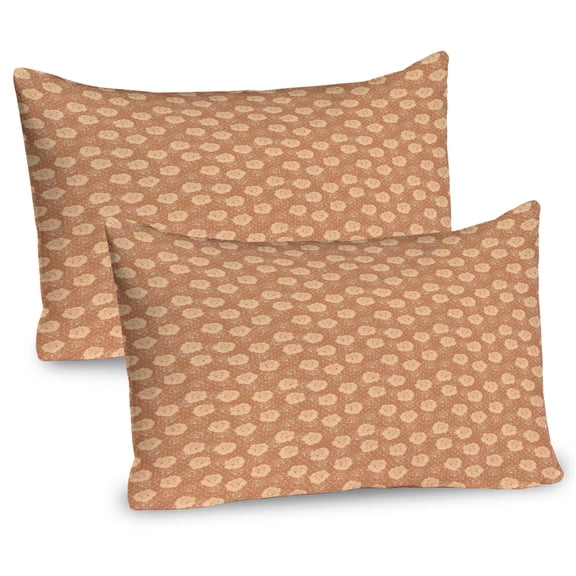 Ambesonne Floral Pillow Sham 2 Pack, Vintage Roses Polka Dots, 30"x20", Persian Orange Peach