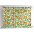 thumbnail image 1 of Ambesonne Floral Pillow Sham, Abstract Carnations Art, 26" X 20", Tan Turquoise Marigold, 1 of 2