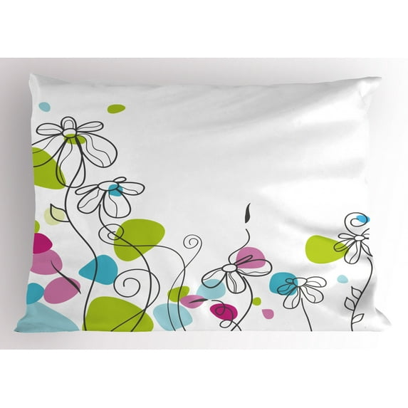 Ambesonne Floral Pillow Sham, Daisies Spring Florets, 36" X 20", Multicolor