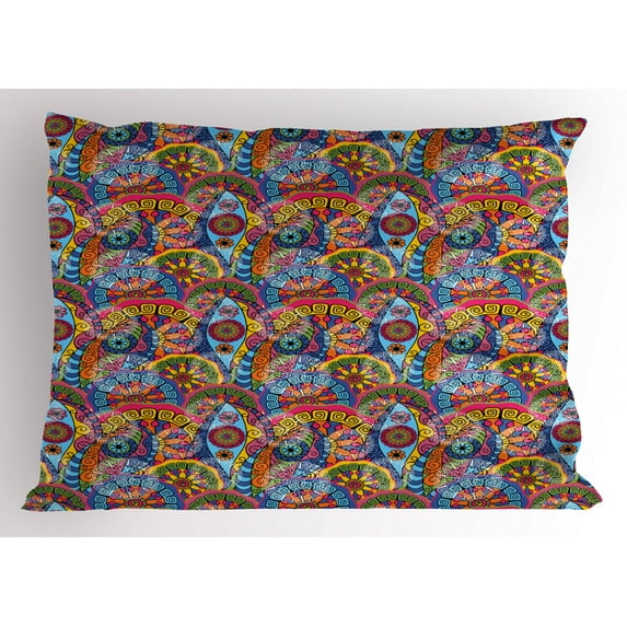 Ambesonne Floral Pillow Sham, Hippie Aztec Tribal Boho, 36" X 20", Multicolor