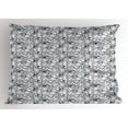 thumbnail image 1 of Ambesonne Floral Pillow Sham, Monochrome Poppy Sketch Art, 26" X 20", Dark Blue Grey and White, 1 of 2