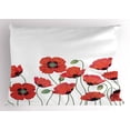 thumbnail image 1 of Ambesonne Floral Pillow Sham, Natural Poppy Garden, 26" X 20", Orange Green, 1 of 2