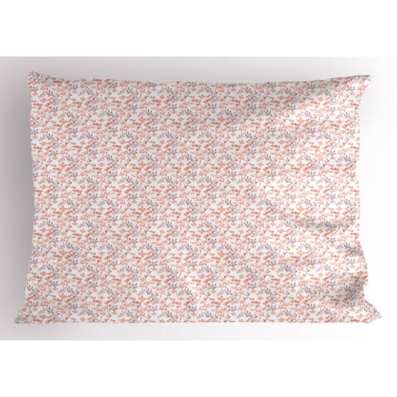 Ambesonne Floral Pillow Sham, Peachy Feminine Theme Flower, 26" X 20", Peach Pale Mauve Salmon
