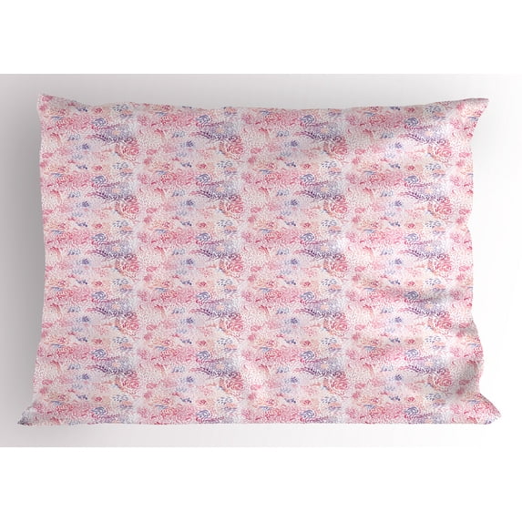 Ambesonne Floral Pillow Sham, Pink Shade Rose Blending, 26" X 20", Multicolor