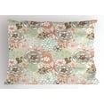 thumbnail image 1 of Ambesonne Floral Pillow Sham, Romantic Wildflowers, 26" X 20", Pale Green Brown Peach, 1 of 2
