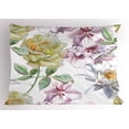 thumbnail image 1 of Ambesonne Floral Pillow Sham, Rose Petals Sakura Lily, 36" X 20", Fern Green Pale Pink, 1 of 2