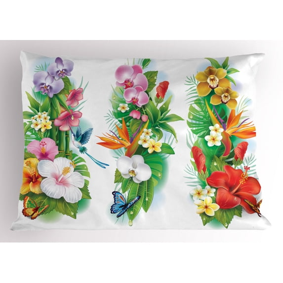 Ambesonne Floral Pillow Sham, Tropic Christmas, 26" X 20", Multicolor