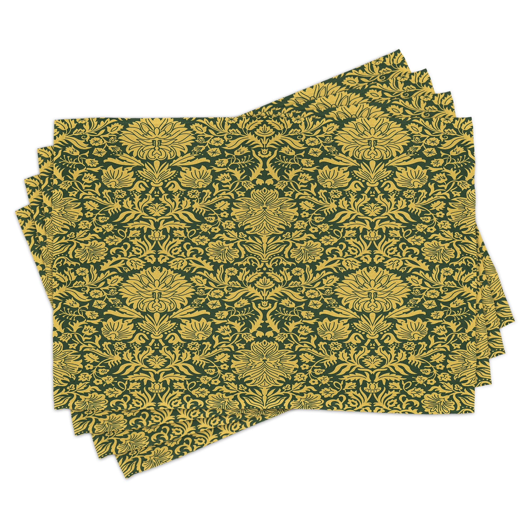 Ambesonne Floral Place Mats Set of 4, Baroque Flowers Motif, Standard ...