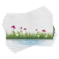 thumbnail image 1 of Ambesonne Floral Place Mats Set of 4, Cartoon Flowers by Lake, Standard Size, Multicolor, 1 of 5