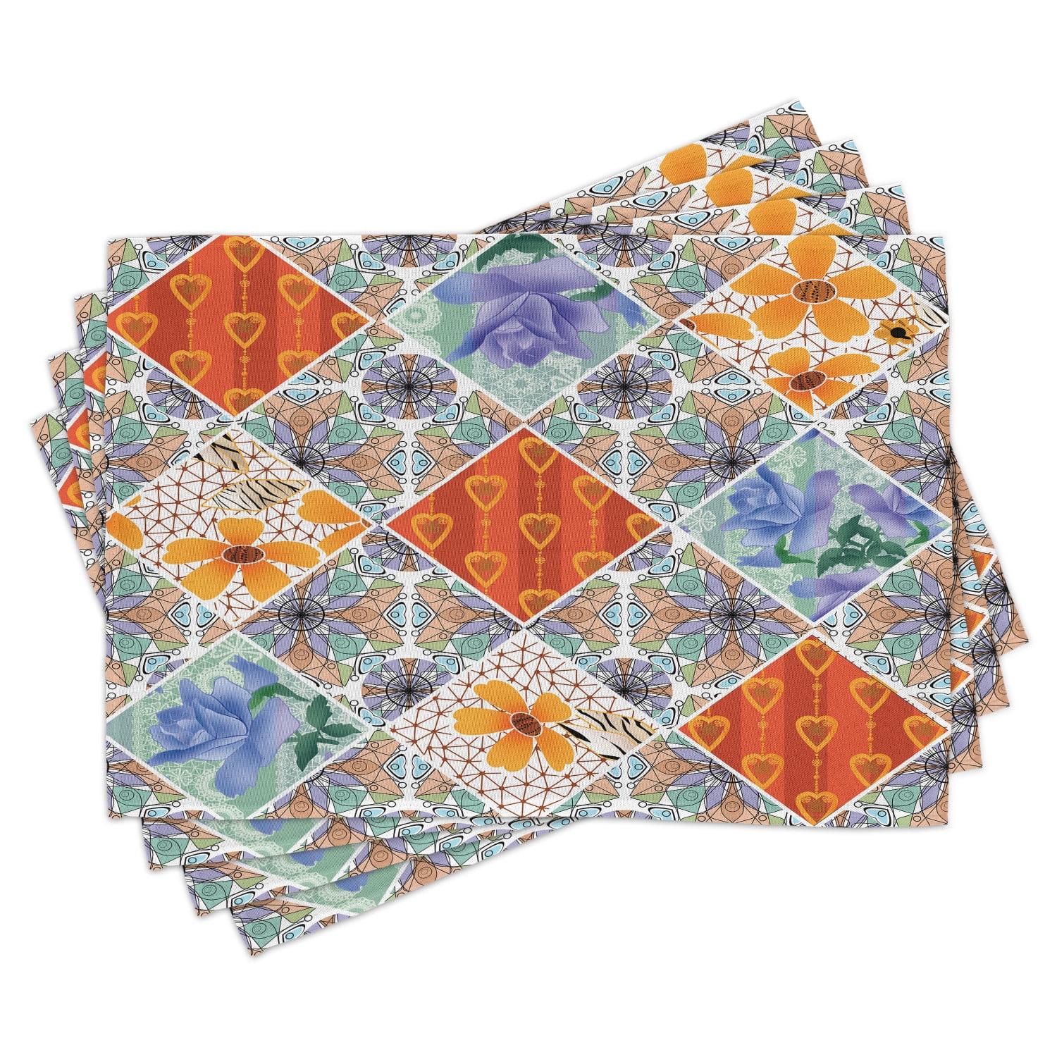 Ambesonne Floral Place Mats Set of 4, Flower Feminine Summer, Standard ...