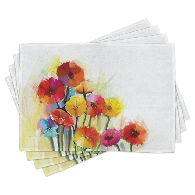 Ambesonne Floral Place Mats Set of 4, Gerbera Flower Romance, Standard ...