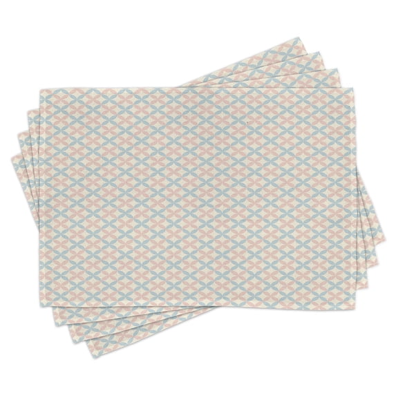 Ambesonne Floral Place Mats Set of 4, Pastel Color Motifs, Standard Size, Cream Salmon Pale Blue