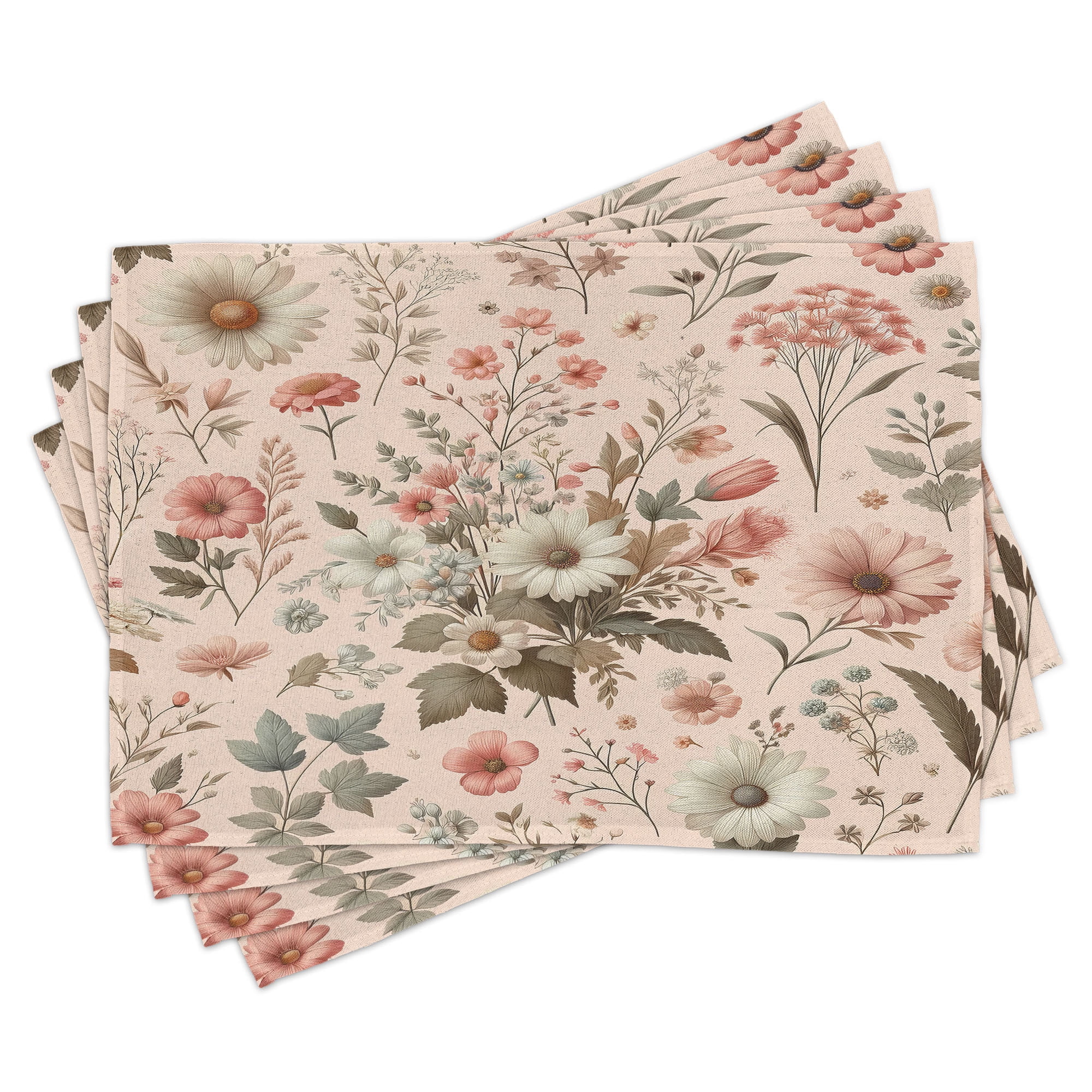 Polyester Blush Olive Green Rectangle Placemat (Set of 4)